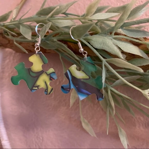 Handmade puzzle earrings - Picture 6 of 9